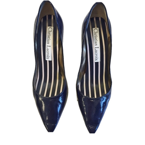 Christian Lacroix Navy Patent Leather Stilettos